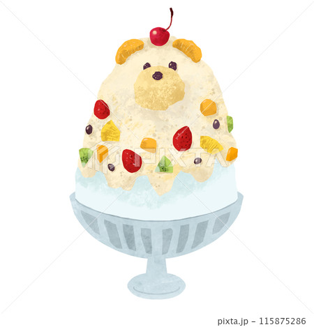 切り絵風のかわいい しろくまかき氷 115875286