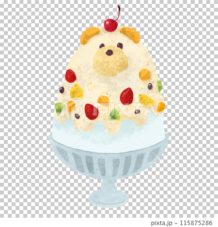切り絵風のかわいい しろくまかき氷 115875286