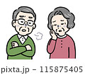 悩んでため息をつくシニア夫婦 115875405