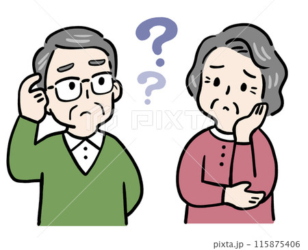 困りごとに頭を抱えて悩むシニア夫婦 115875406