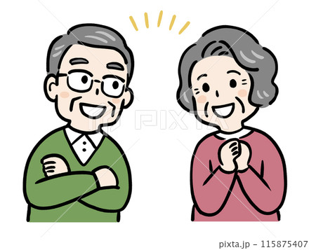 元気に喜ぶシニア夫婦 115875407