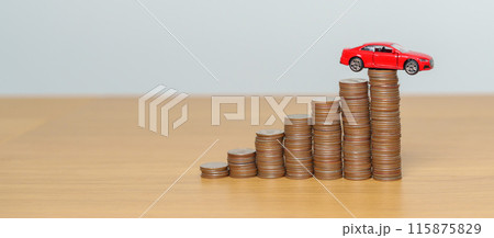 Money Saving, Car Insurance, Financial, vehicle Repair and Maintenance concepts. coins stack and piggy bank with Auto model, Money stack Counting arrangement for deposit and Automobile Tax Money Saving, Car Insurance, Financial, vehicle Repair and Maintenance concepts. coins stack and piggy bank with Auto model, Money stack Counting arrangement for deposit and Automobile Tax 115875829