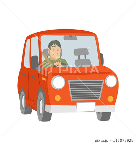 ドライブを楽しむ男性のイラスト ドライブを楽しむ男性のイラスト 115875929