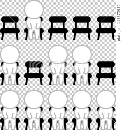 Illustration set of seats with people sitting and empty seats 115875930