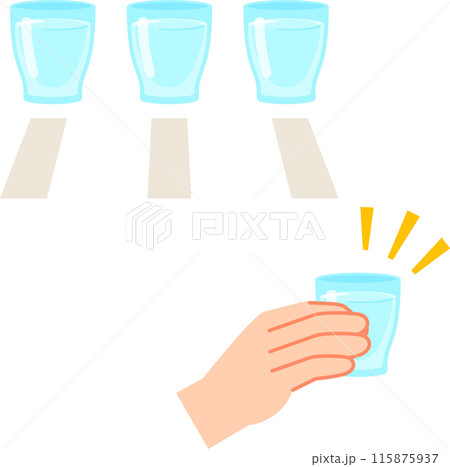 3つの小さいグラスに入った飲み物、飲み比べ 115875937