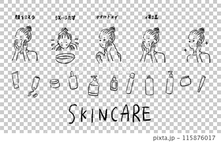 スキンケアしている女性のイラスト 115876017