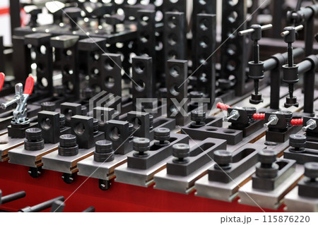 heavy duty welding table and fixtures kit close up heavy duty welding table and fixtures kit close up 115876220