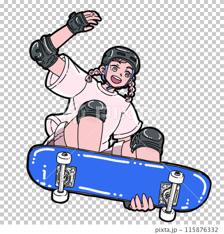 跳上滑板的女孩 115876332