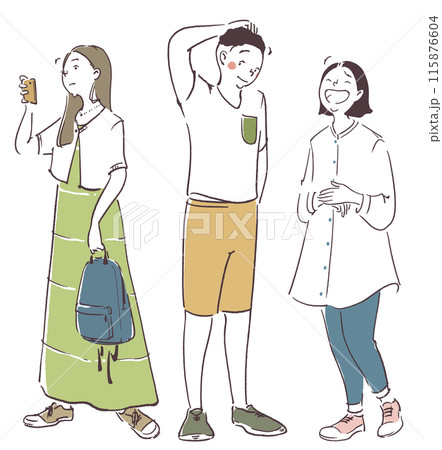 色々な人の全身シンプル手描きイラストセット 115876604