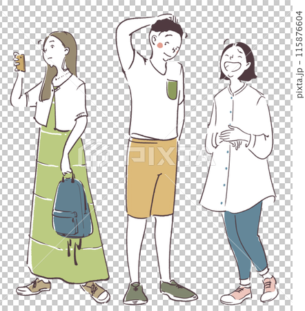 色々な人の全身シンプル手描きイラストセット 115876604