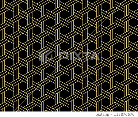 The geometric pattern with lines. Seamless vector background. Golden and black texture. Graphic modern pattern. Simple lattice graphic design The geometric pattern with lines. Seamless vector background. Golden and black texture. Graphic modern pattern. Simple lattice graphic design 115876676
