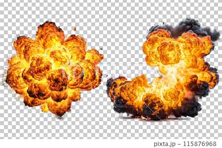 fiery explosions, transparent background 115876968