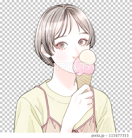 女人吃冰淇淋 115877353