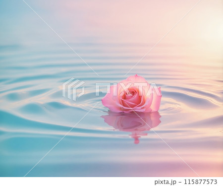 水面に浮かぶバラの花 115877573