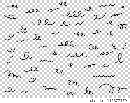 Vector illustration set of hand-drawn decorative illustrations, swirling, handwritten, doodle Vector illustration set of hand-drawn decorative illustrations, swirling, handwritten, doodle 115877579