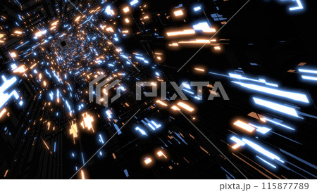 VJ トンネル サイバー ネオン 発光 青 オレンジ [別Verあり] 115877789