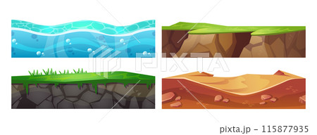 Seamless ground texture set for game ui design Seamless ground texture set for game ui design 115877935