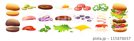 Hamburger ingredient kit for fast food constructor 115878037
