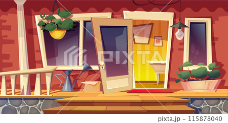 House facade with porch and stairs 115878040