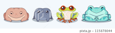 Cute frog character sitting on floor. 115878044