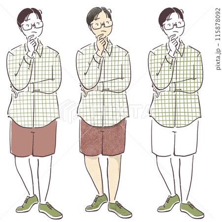 考え事をするメガネをかけた男性のシンプル・画用紙質感手描きイラスト 考え事をするメガネをかけた男性のシンプル・画用紙質感手描きイラスト 115878092