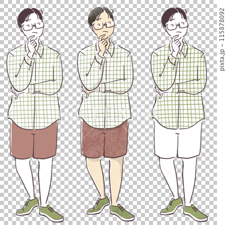 考え事をするメガネをかけた男性のシンプル・画用紙質感手描きイラスト 考え事をするメガネをかけた男性のシンプル・画用紙質感手描きイラスト 115878092