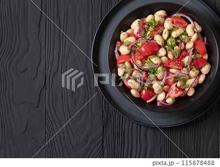 Piyaz, Turkish white bean salad in a bowl 115878488