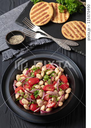 Piyaz, Turkish white bean salad in a bowl Piyaz, Turkish white bean salad in a bowl 115878490