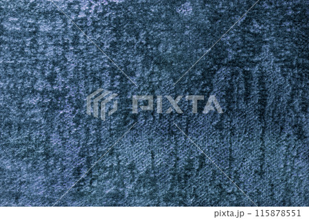 Navy blue fluffy background of soft, fleecy fabric. Texture of dark denim velveteen textile Navy blue fluffy background of soft, fleecy fabric. Texture of dark denim velveteen textile 115878551