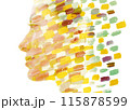 An abstract paint brush pattern paintography profile portrait of a woman 115878599