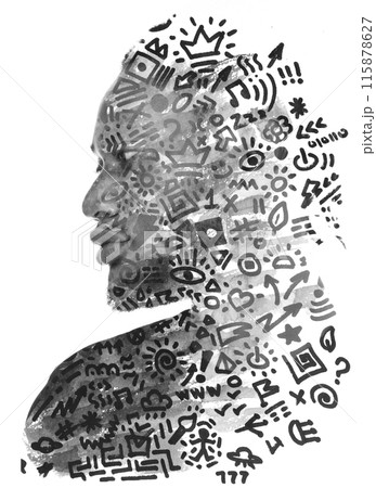 An abstract symbolic paintography portrait of an african american man 115878627