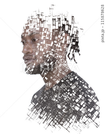 A graphical paintography portrait of an african american man 115878628