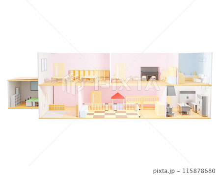 3Dの保育園の断面図 115878680