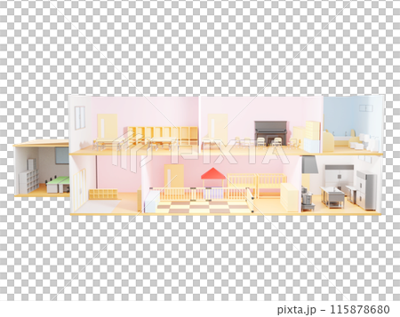 3Dの保育園の断面図 115878680