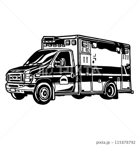 ambulance car medical vehicle vector illustration isolated on white background ambulance car medical vehicle vector illustration isolated on white background 115878792