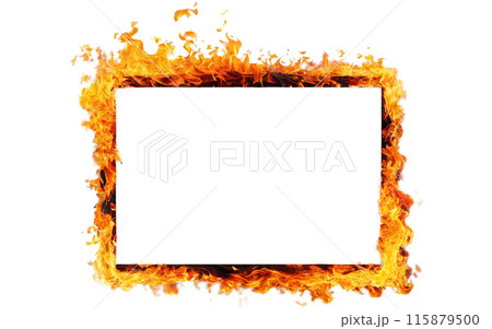 burning photo frame on a transparent background, mockup, space for text burning photo frame on a transparent background, mockup, space for text 115879500