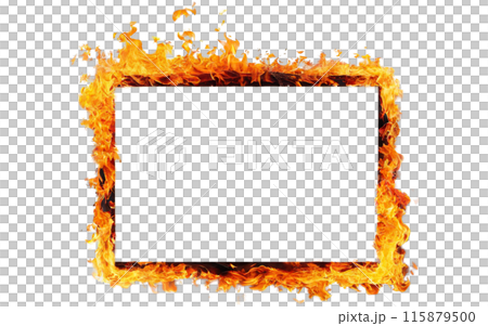 burning photo frame on a transparent background, mockup, space for text 115879500