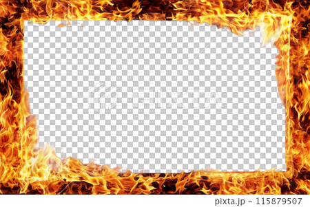 burning photo frame on a transparent background, mockup, space for text 115879507