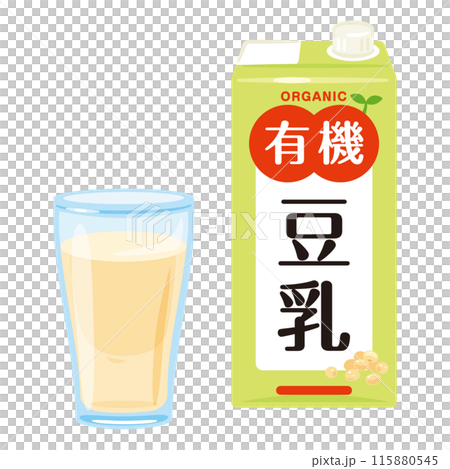 パック入りの豆乳とコップに入った有機豆乳 パック入りの豆乳とコップに入った有機豆乳 115880545