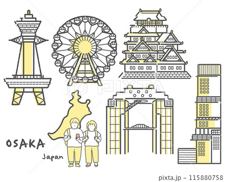 大阪　旅行　観光　イラスト 115880758