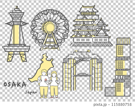 大阪　旅行　観光　イラスト 115880758