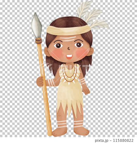 Hand drawn watercolor portrait of a local woman. 115880822