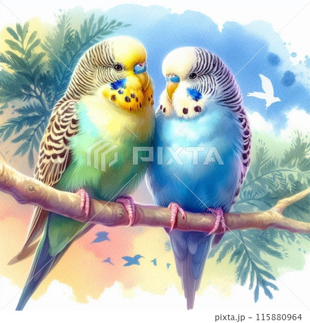 ふわふわなセキセイインコのイラスト素材 [115880964] - PIXTA