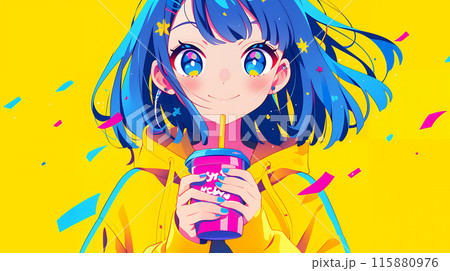 ドリンクを持つアニメ風の女の子 AI ドリンクを持つアニメ風の女の子 AI 115880976