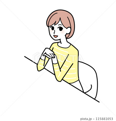 テーブルについている女性 115881053