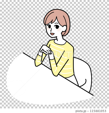 テーブルについている女性 115881053