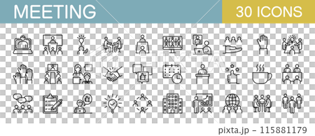 Business and meeting icon set 115881179