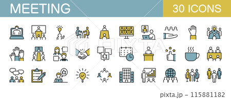 ビジネスや会議のアイコンセット カラー ビジネスや会議のアイコンセット カラー 115881182