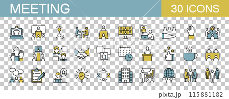 ビジネスや会議のアイコンセット カラー ビジネスや会議のアイコンセット カラー 115881182