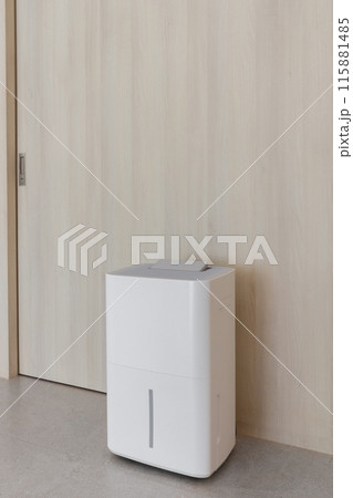 White minimal air purifier in a modern living room White minimal air purifier in a modern living room 115881485
